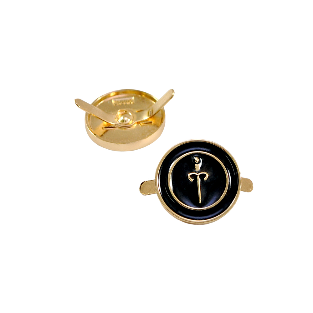 Краб металлический Кинжал в кольце 18мм GOLD, черная эмаль, шт. Крабы Металл Геометрия