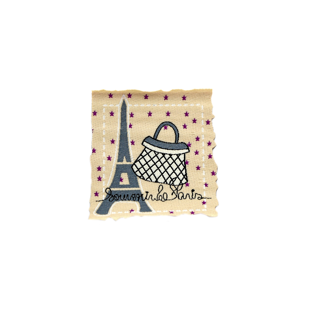 Нашивка тканевая Paris сумка 5,6х6см код товара 29207 - Нашивка Вышивка, Ткань