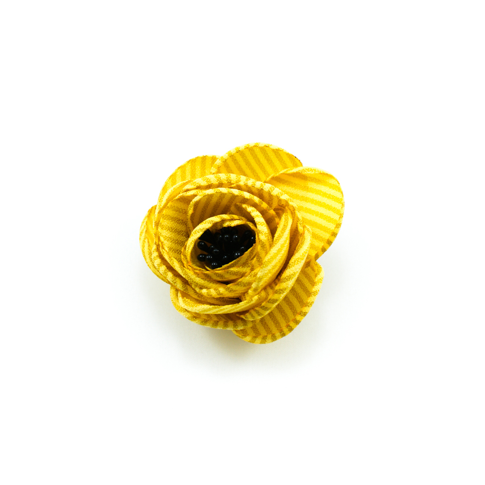 Аппликация декор Желтая роза 8см, желтый в полоску, черный. Аппликации, нашивки